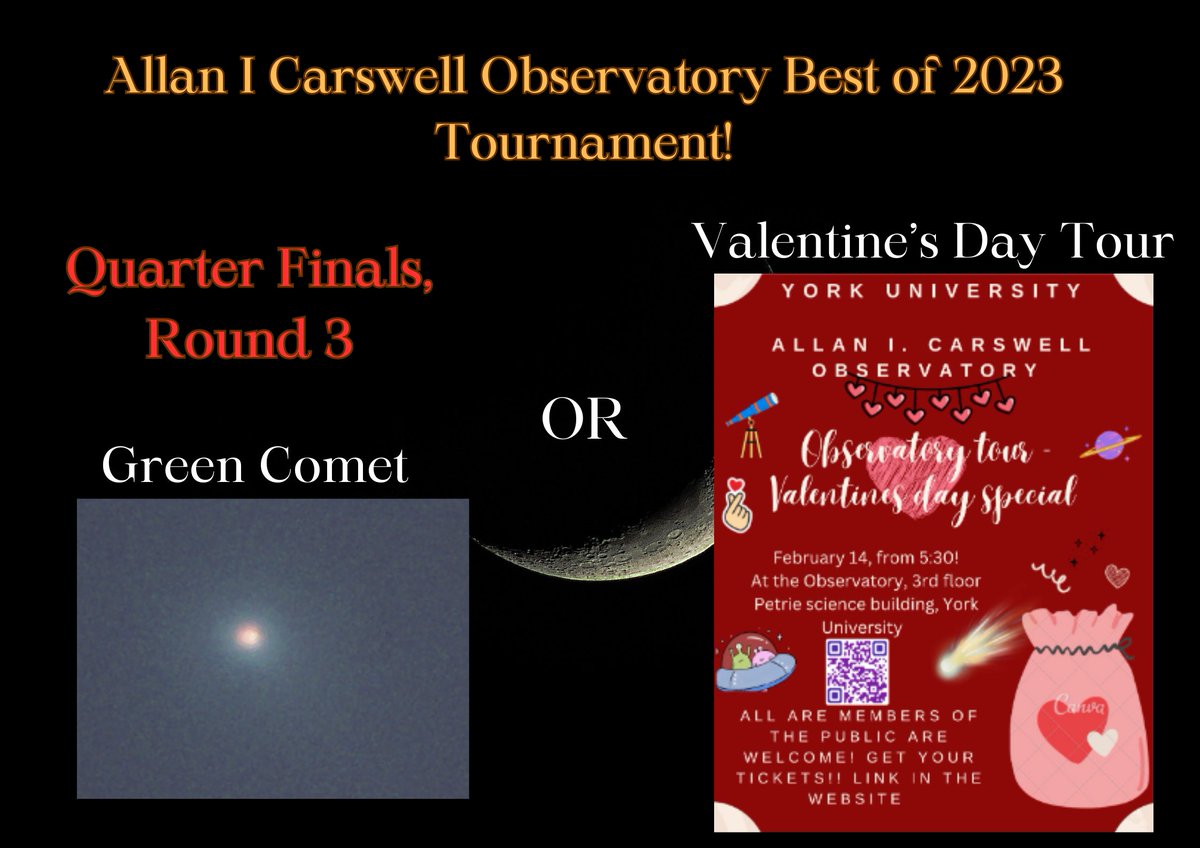 Thank you to everyone who voted for their favorite event in our events contest! The winner of the last round is “SuperNova M101”!  For Quarterfinals III, the two contenders are Green Comet and Valentine’s Day Tour, vote for your favorite on the poll which is now open!