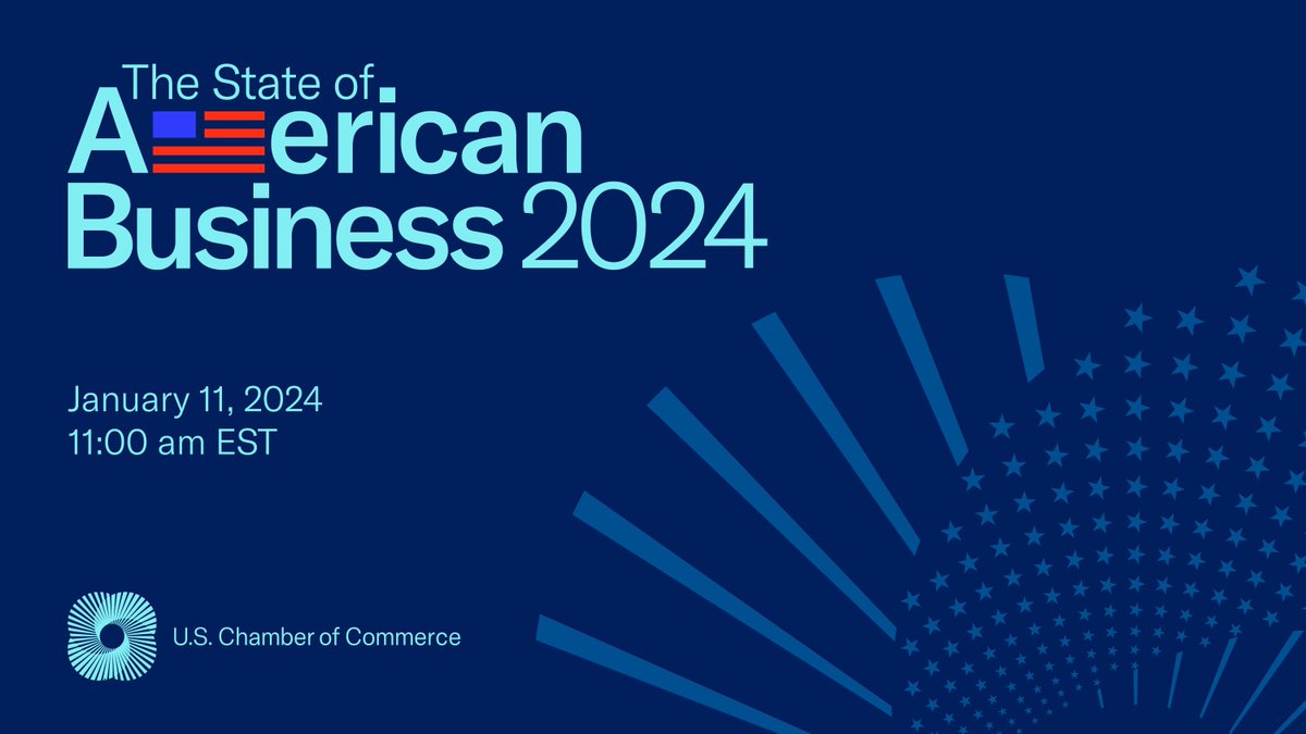 On January 11, the @uschamber will host #StateOfAmericanBusiness, where we will highlight the innovation and power of business to serve people, solve problems, and strengthen society. RSVP here: buff.ly/3tFtcEf #savethedate #smallbusiness