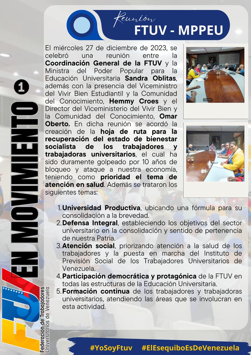 FtuvOficialVe's tweet photo. Acuerdos reunión FTUV - MPPEU
@sandraoblitasr 

#YoSoyFtuv https://t.co/0l6wRhX7Em