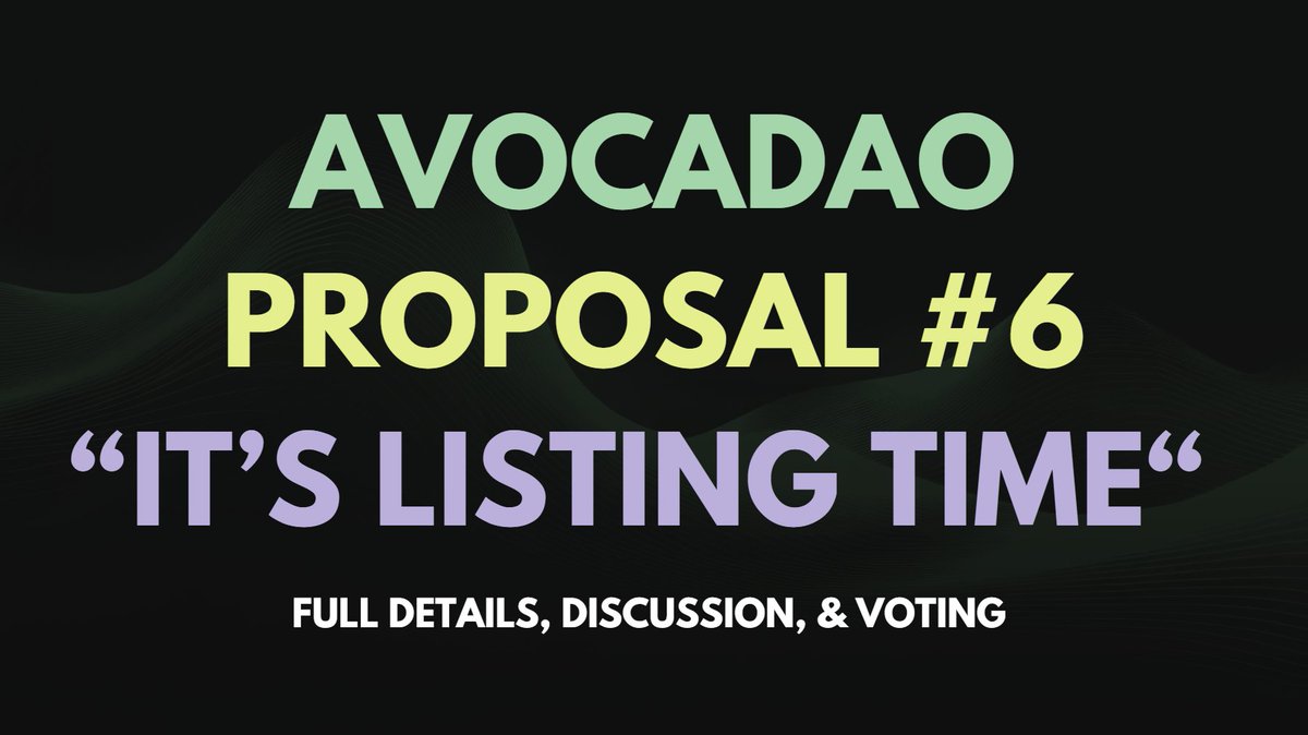 guac_gg's tweet image. AvocaDAO - Proposal 6 - "It's Listing Time"

Discussion has opened in Discord with $GUAC voting procedures opening momentarily.

Let's take a look at what this proposal aims to do 👇