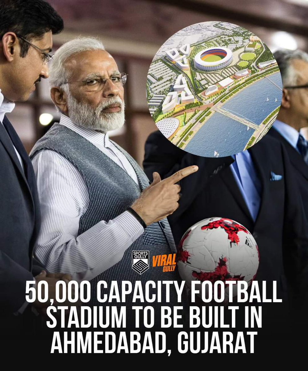 Yerragonda36680's tweet photo. New Olympic standard Football Stadium🏟️ to be built in Ahmedabad, Gujarat.
This is in the plans because Ahmedabad might be considered to bid for Olympics 2036!
#Football https://t.co/y4oTTxechS