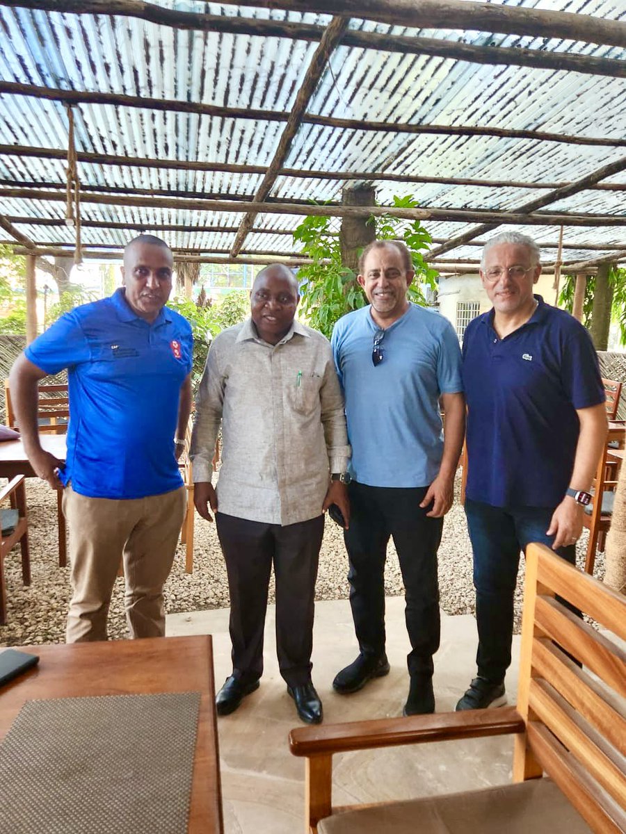 SuleimanShahbal's tweet photo. Catching up with my brother Twaha Mbarak, Hon. Damas Ndumbaro Tanzania Minister of Sports, and Coach Adel Amrouche, currently managing Tanzania’s national team.We had fruitful deliberation about football and the opportunities that we need to explore as a region. https://t.co/hWjrG1GEa1