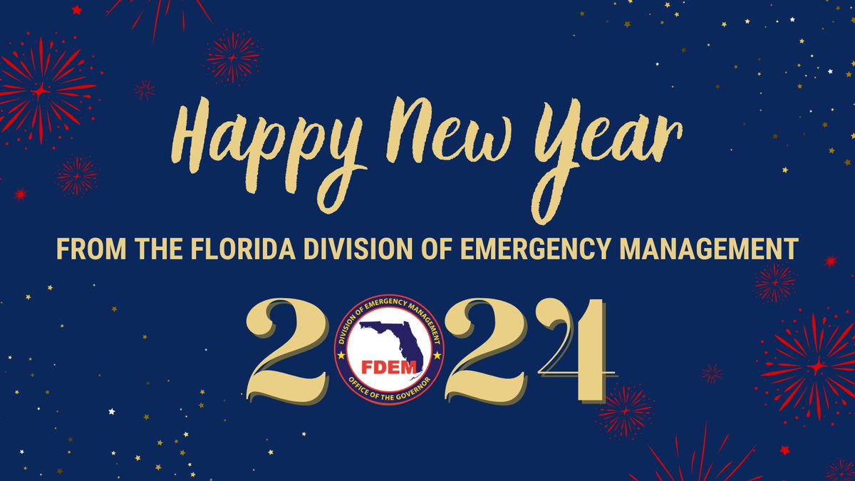 🎆 Happy New Year from the Florida Division of Emergency Management! 🎯 Defining your home disaster preparedness goals at the start of the new year is a great way to be prepared ahead of any disaster that may impact your community. ➡️ #MakeAPlan today - FloridaDisaster.org/PlanPrepare