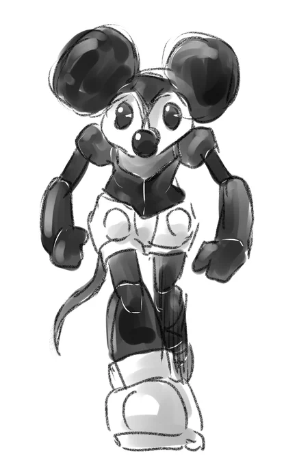 ってことは、こういうの描いてもセーフになったのかな。手袋と赤パンとフチありの白目はダメの模様。  #著作権切れ #パブリックドメイン