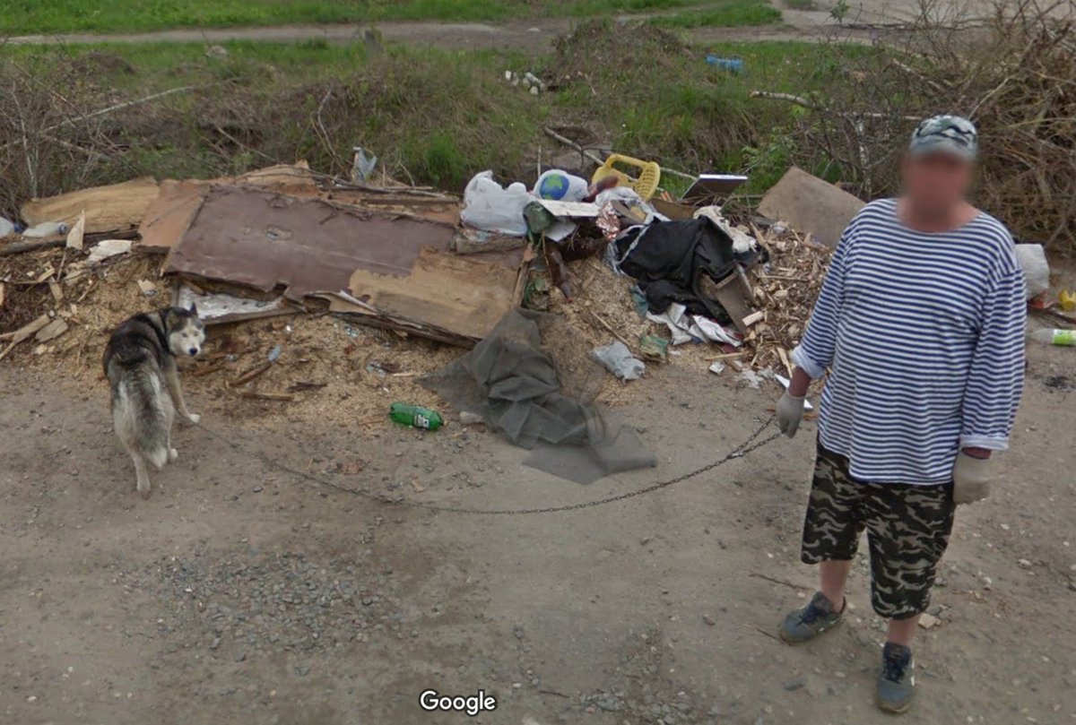 A former russian paratrooper is training his dog for dog fighting. Dog has smashed the door to pieces. When dealing with such a beast, a metal chain and gloves are an absolute safety necessity.

58.3793811,45.5055572