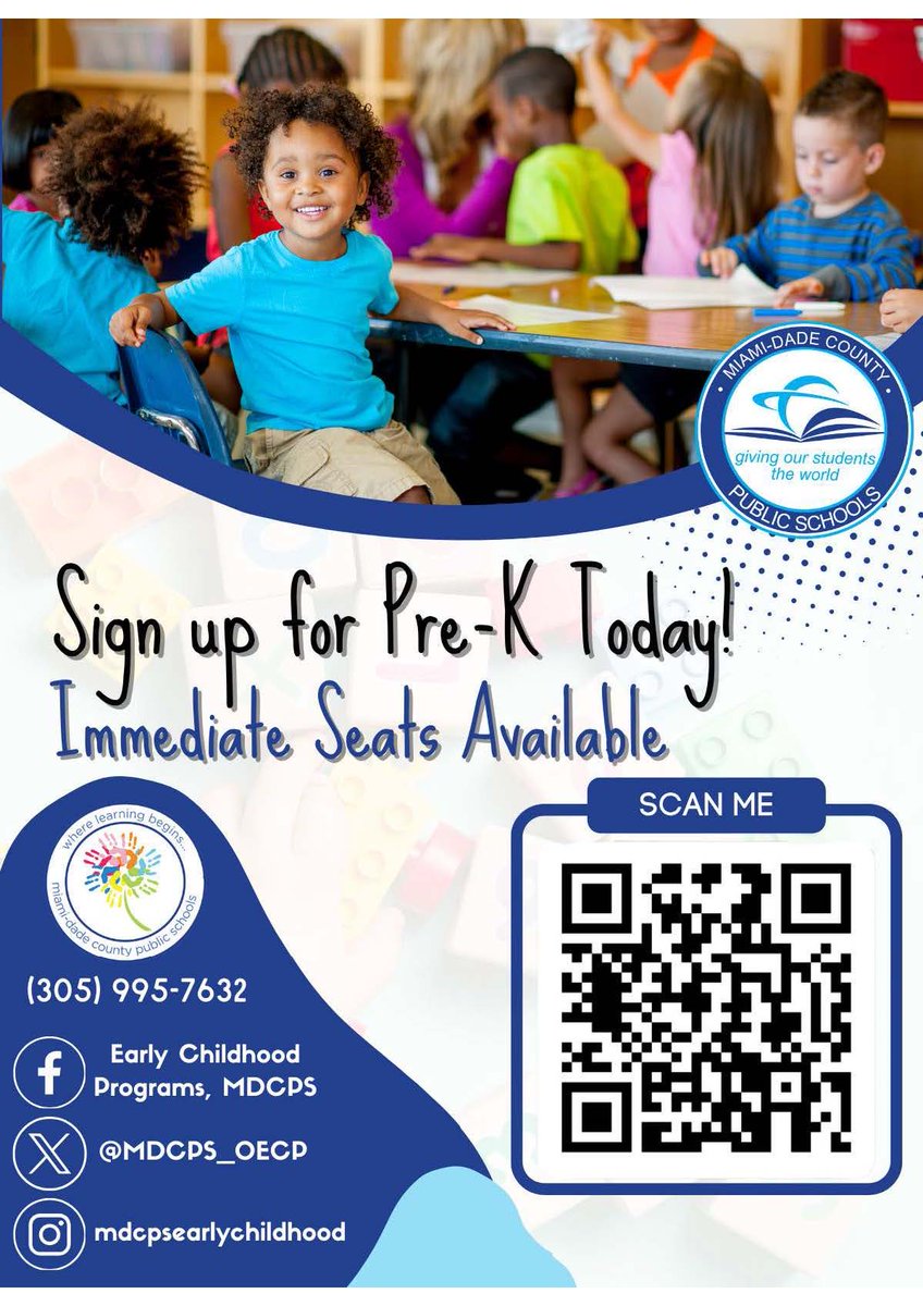 We are focused on expanding early childhood programs throughout our community. Seats in PRE-K are available. The earlier we engage students, the more we nourish their potential. Please share!