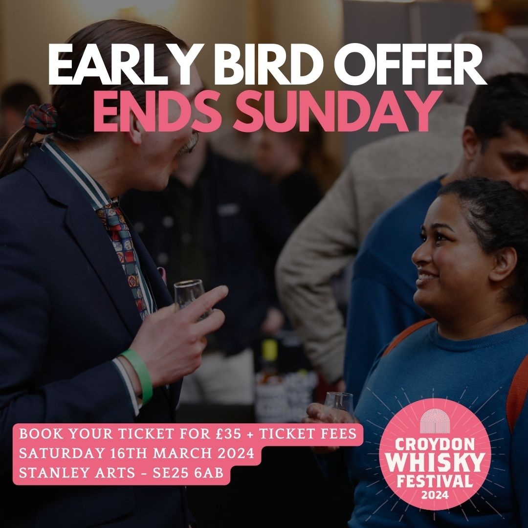 Only a few days left to spread your wings and catch the Early Bird for Croydon Whisky Festival 2024! 🐦✨ Don't miss the chance to sip, savor, and celebrate at a discounted price. 🥃🎉  Book via bit.ly/3OUsE5s
#EarlyBirdSale #CroydonWhiskyFest #CroydonWhisky #WhiskyAd...