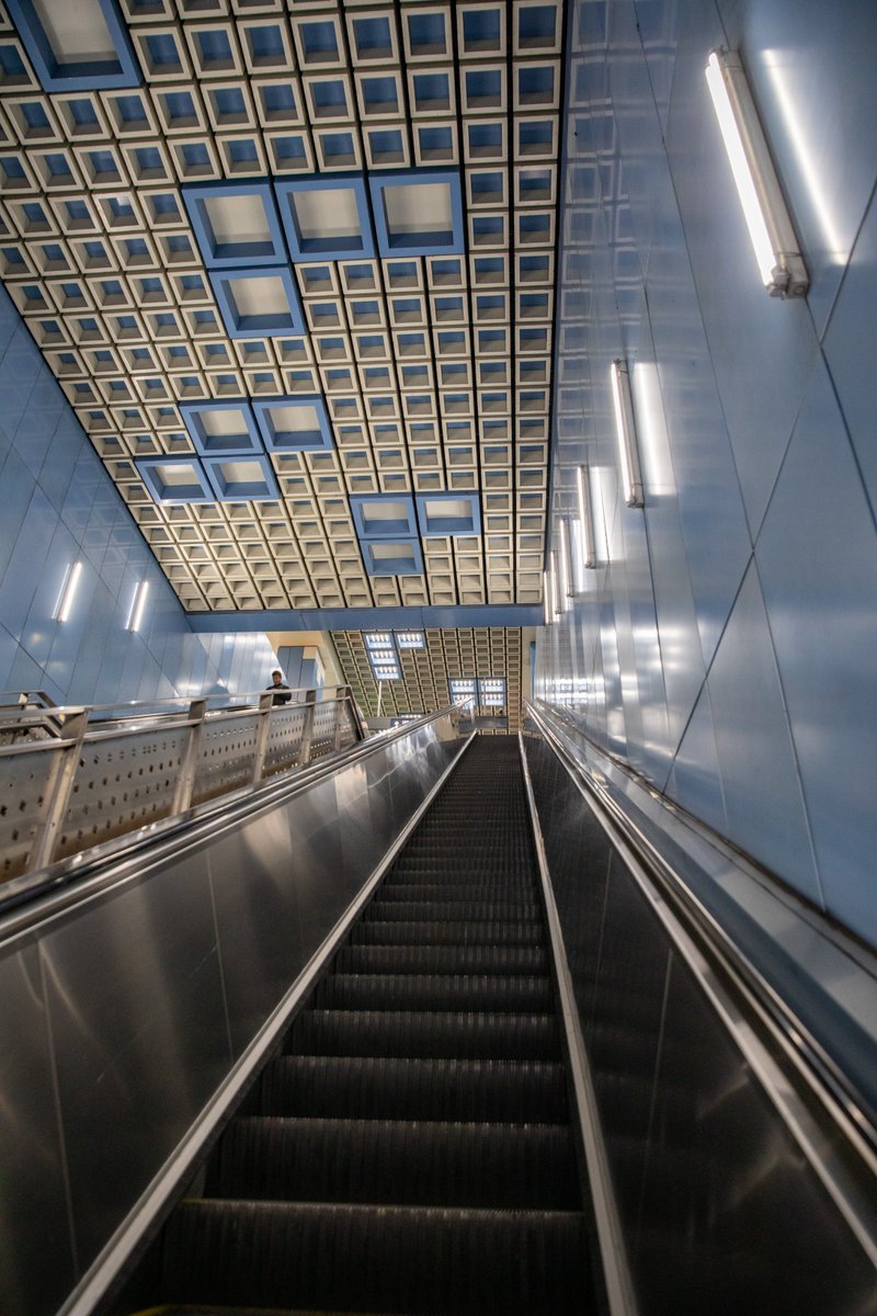 VisitBeijingcn's tweet photo. #Wangjing Station is a pivotal transfer point for #Beijing #Subway Lines 14 and 15. The elevator transfer area captivates with its playful design of #LEGO-like blocks, evoking urban childhood memories. #BeijingMetro #BeijingSubway #VisitBeijing