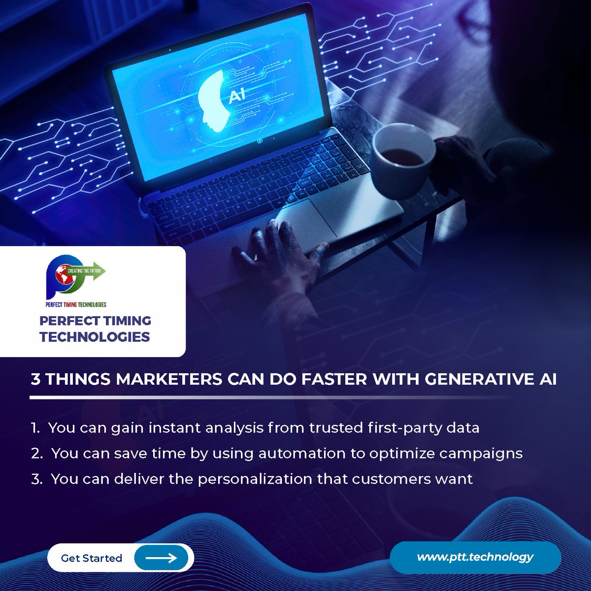 pttglobal's tweet image. 3 Things Marketers Can Do Faster With Generative AI
Read the full article at salesforce.com/in/blog/genera…
#GenerativeAI #MarketingInnovation #SalesforceBlog #AIinMarketing #DigitalMarketing #TechInnovation #PerfectTimingTechnologies #PerfectTimingHolding #AIAdvancements