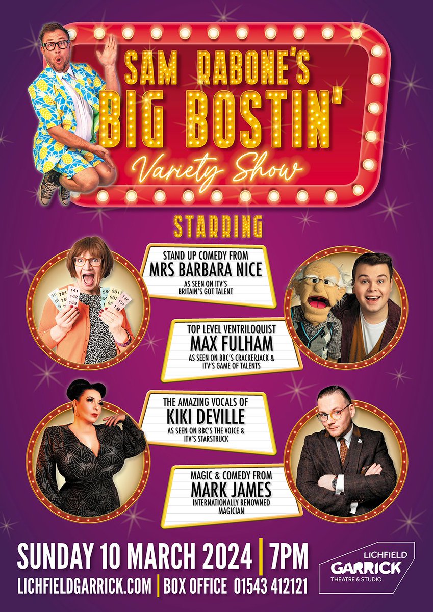 Sam Rabone (@samrabone) on Twitter photo Selling now, and selling fast.
My Big Bostin' Variety Night.
<a href="/The_Garrick/">Lichfield Garrick 🎭</a> on March 10th.
Most of the stalls have gone, some good availability in the circle, get them before they're gone!
lichfieldgarrick.com/whats-on/all-s… Selling now, and selling fast.
My Big Bostin' Variety Night.
<a href="/The_Garrick/">Lichfield Garrick 🎭</a> on March 10th.
Most of the stalls have gone, some good availability in the circle, get them before they're gone!
lichfieldgarrick.com/whats-on/all-s…