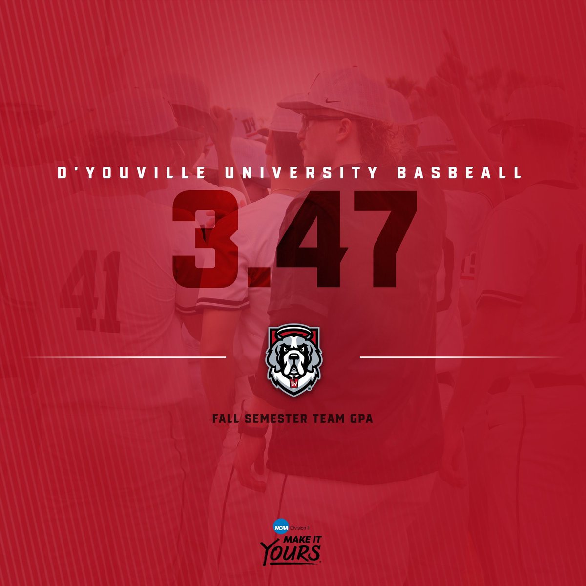 DYouville_BSB's tweet photo. 3.47 Team GPA in the fall semester for the Dawgs. 4.0s from Dillon Crook, Jeremy Glinski, and Sam Worthen. 25 players with a 3.5+ GPA. https://t.co/u3BtcF6sC3