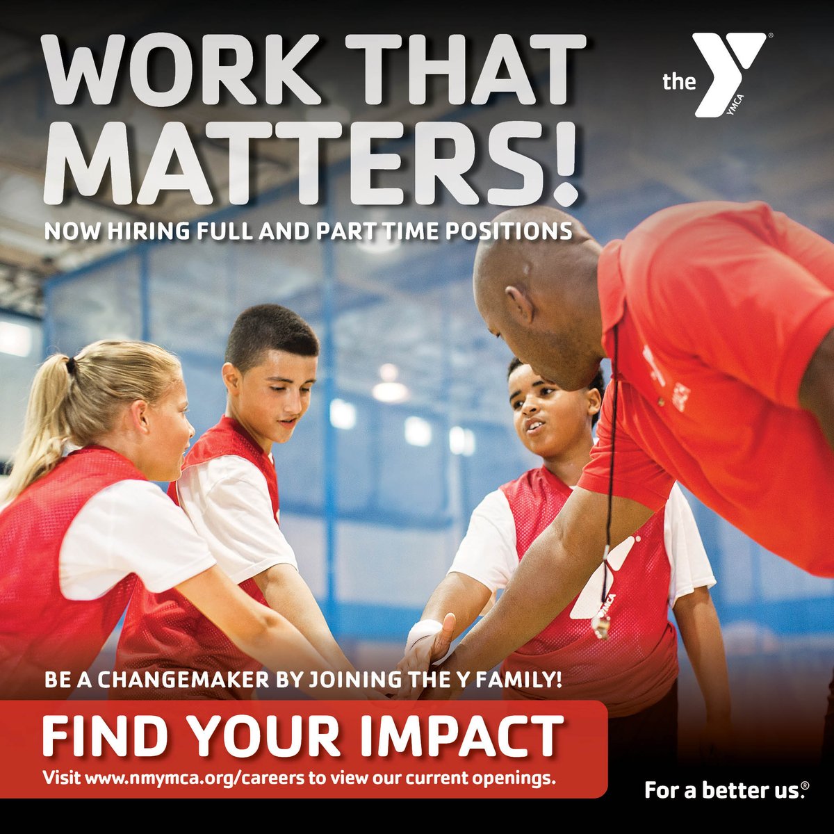 NMYMCA's tweet photo. Explore job opportunities at the Y and make a positive impact on your community. From sports to administration, discover how you can become a CHANGEMAKER at https://t.co/dOsCZkPZHk.

#NMYMCA #WorkThatMatters https://t.co/ByWlX2wB0V