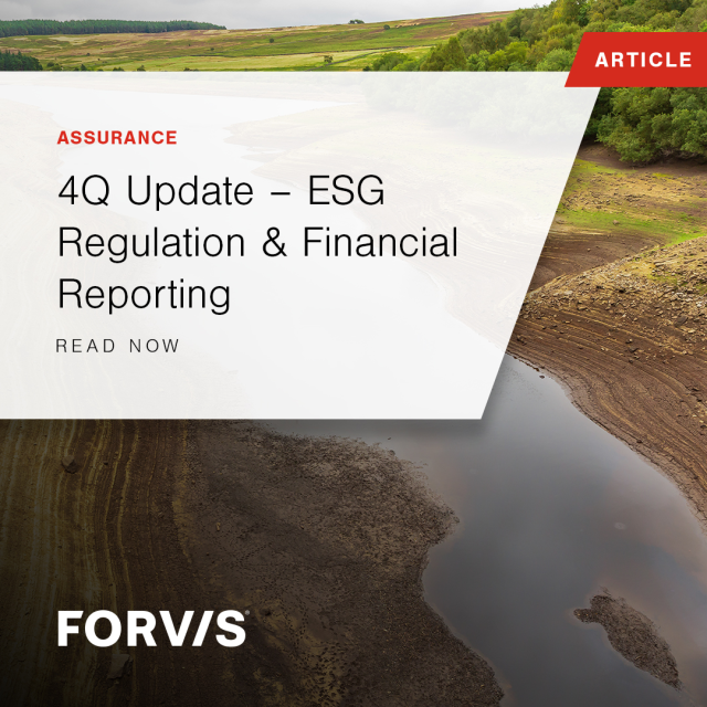 Take a look at global #ESG rule-making activity for the fourth quarter of 2023, with a focus on mandated U.S. financial statement reporting requirements. Learn more in this article from <a href="/FORVIS/">FORVIS</a>: bit.ly/3TGm2tZ
