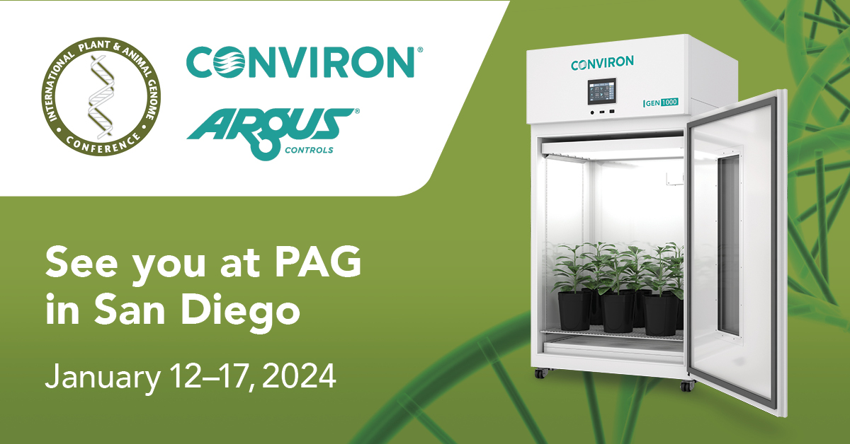 ArgusControls's tweet image. The annual Plant &amp;amp; Animal Genome Conference in San Diego is almost here. We are looking forward to seeing you at PAG and meeting you at our booth (511). Do stop by to discuss your upcoming initiatives and exciting new products from Argus and Conviron. See you there!