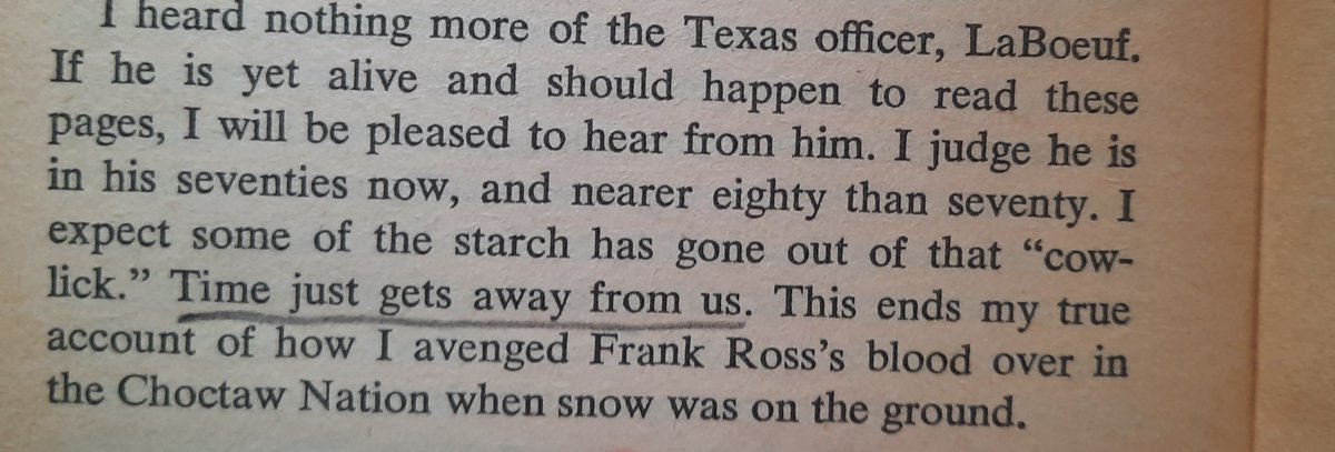 meganeabbott's tweet image. In honor of his birthday, the perfect final lines of Charles Portis’s TRUE GRIT: