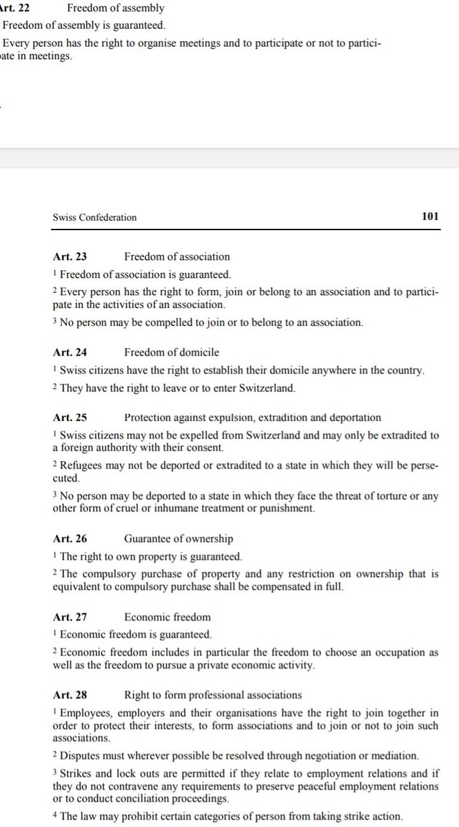 aitzaz_mayo's tweet photo. Comparison of fundamental rights of constitutions of Switzerland &amp; Pakistan.

All fundamental rights in Pak r restricted by term "subject to reasonable restriction" while Swiss Const fundamental rights r in absolute form.

This shows the difference between the two ideas of state. https://t.co/rl7xuhuIFG