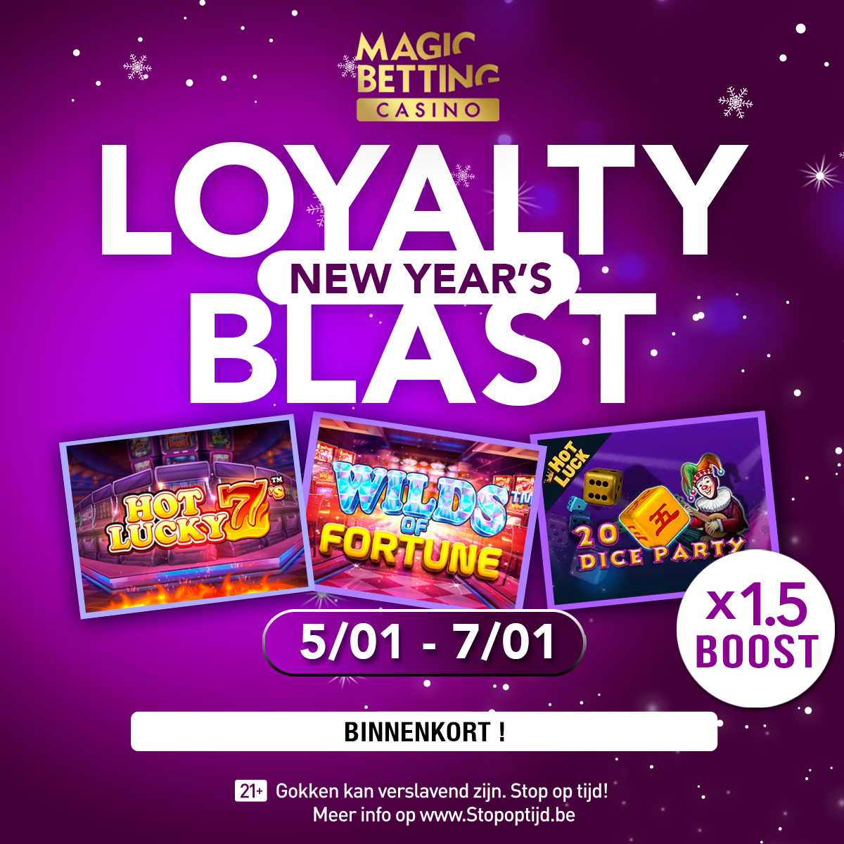 magicbettingcso's tweet photo. 🎉 De New year's blast campagne is
in aantocht! ✨🎊

🌟 Speciaal om het nieuwe jaar te vieren, trakteren we
je op een loyaliteitsboost van 1.5 op de volgende
spellen: Hot Lucky 7's, Wilds of Fortune &amp; 20 Dice
Party! 🎰✨

🗓️ Data: 05/12 - 07/01

#magicbettingcasino #magicbetting https://t.co/yvDYtkjyDd