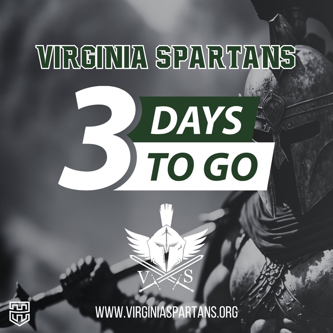 3 days left until tryouts! 🗓️3⃣🏈 Date: 12.31.23 Time: 9-11am Location: South Run Field House Registration: virginiaspartans.org Powered by @herofball | #TheFamily ⚔️