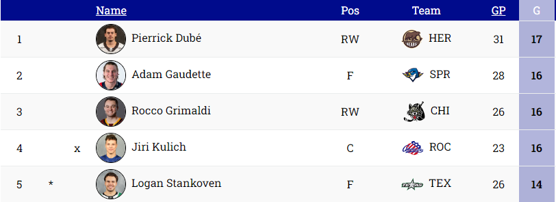 Il y a des classements qu'on aime plus que d'autres 🥰

✨Pierrick Dubé, meilleur buteur d'AHL✨

#TeamFranceHockey