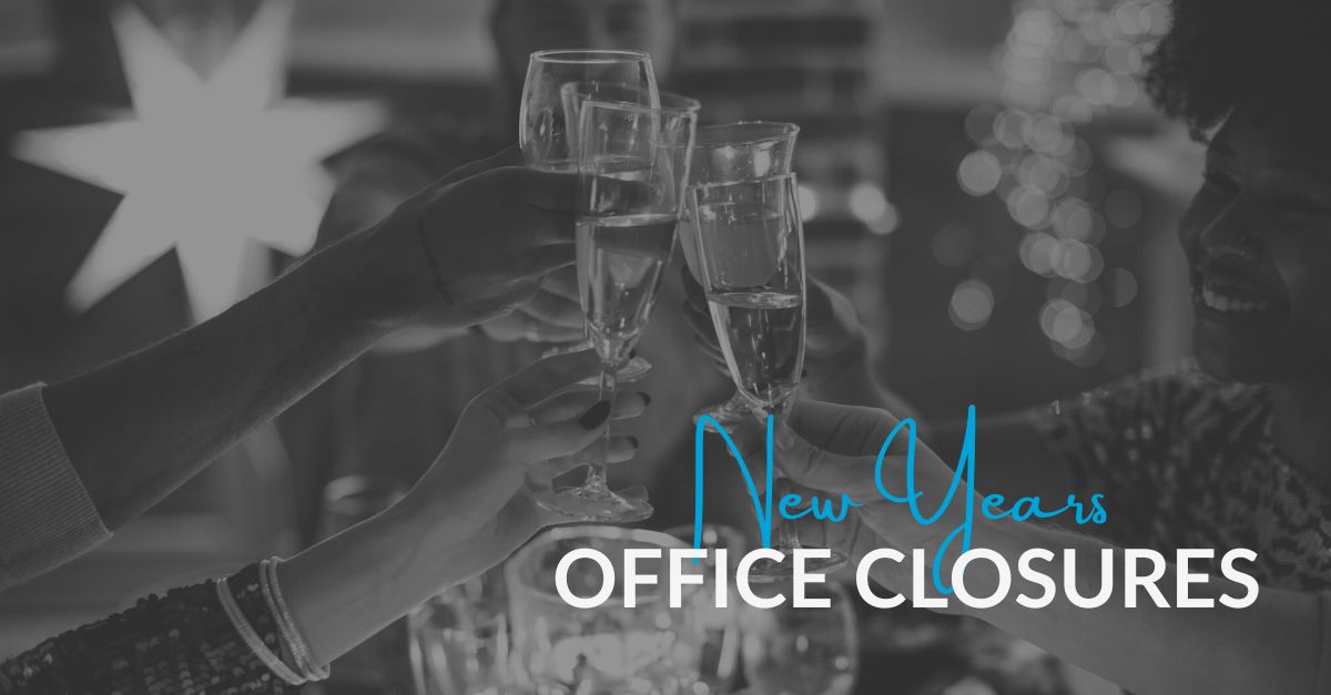 It’s the week between the holidays and the new year where you’ll often ask “what day IS it?” 🤔 

If you need a refresher on our upcoming office hours, here they are 👇 

December 29th: CLOSED at 1pm
December 31st &amp; January 1st: CLOSED
January 2nd: OPEN for regular business hours