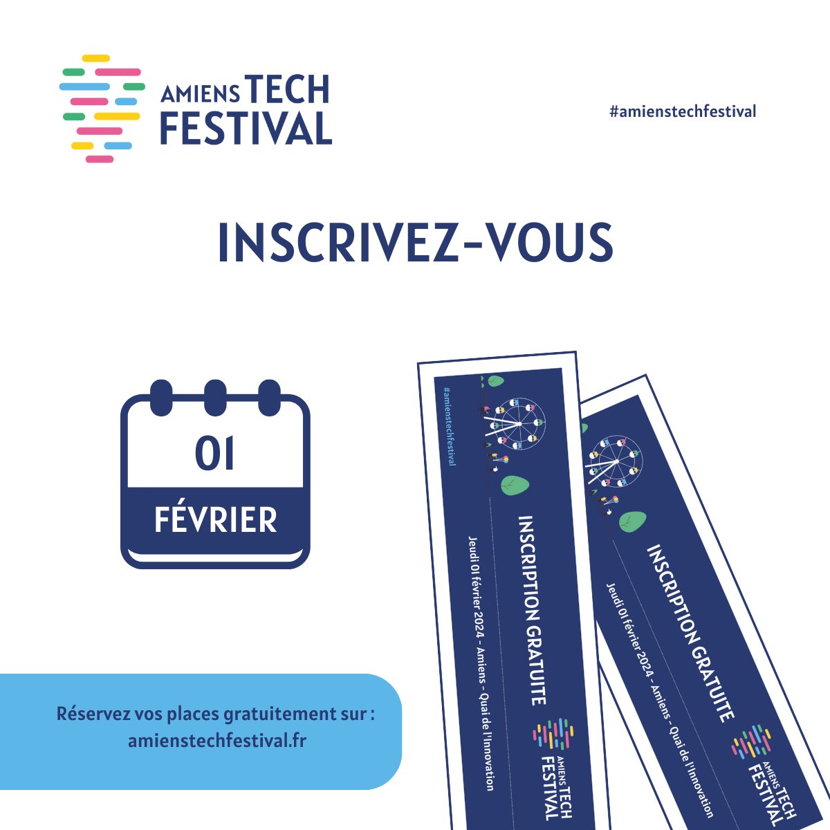 INSCRIPTIONS OUVERTES 📢

Réservez vos places gratuitement dès maintenant et assistez aux conférences de la troisième édition d’Amiens Tech Festival 🚀
👉🏻 amienstechfestival.fr

#amienstechfestival #conference #tech #entrepreneuriat #startup