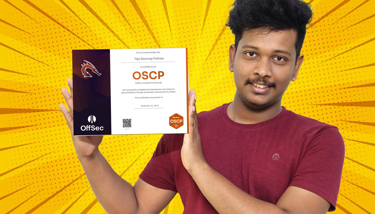 techraj156's tweet image. I cleared the OSCP on my first attempt and made a video talking about my experience. Check it out here: youtu.be/FetlX3Sn1lg
You&apos;re welcome :)
