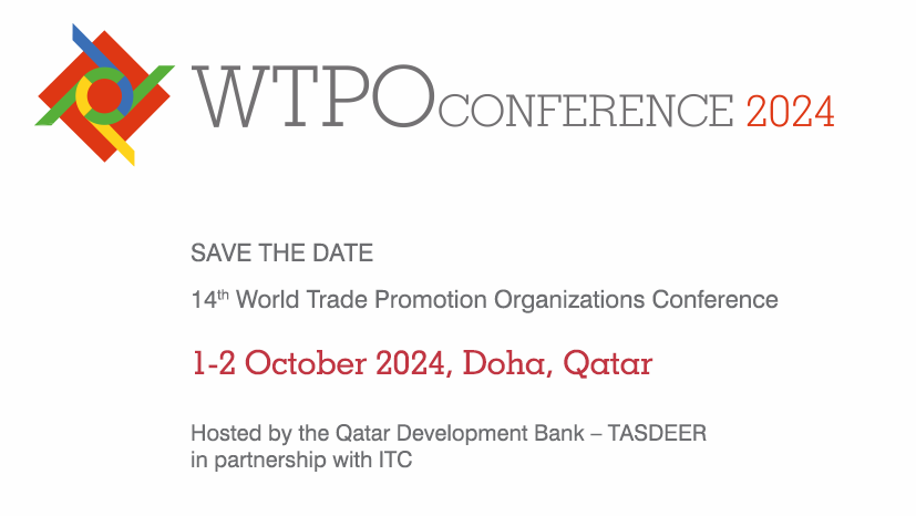 ITCnews's tweet photo. 📢 Save the Date! #WTPO
Our next World Trade Promotion Organization Conference is in Doha, #Qatar, on 1-2 October, 2024, hosted by @QDBQA.
Join 300+ senior trade professionals to discuss challenges, exchange practices, & build new business relationships: https://t.co/A9Tfjh9270 https://t.co/RB7xlTEn9C