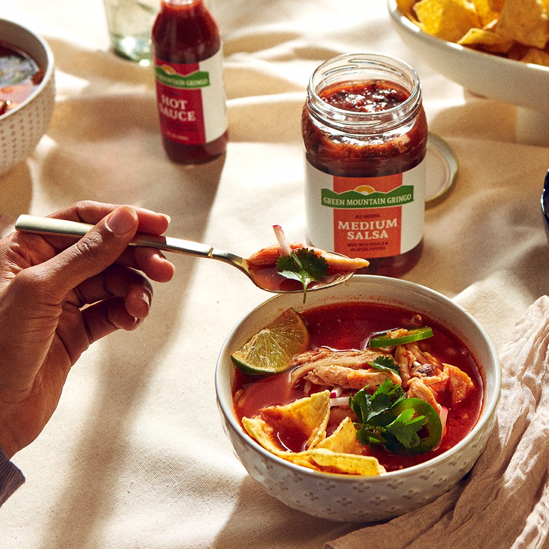 gmgsalsa's tweet photo. Holiday meal inspo for when you're tired of turkey: GMG Tortilla Soup ��🔥 Make your favorite Tortilla Soup recipe + add a dollop of GMG Medium Salsa + a splash of GMG Hot Sauce for the perfect warm, spicy soup on these chilly days! https://t.co/BtGV4X4IgL