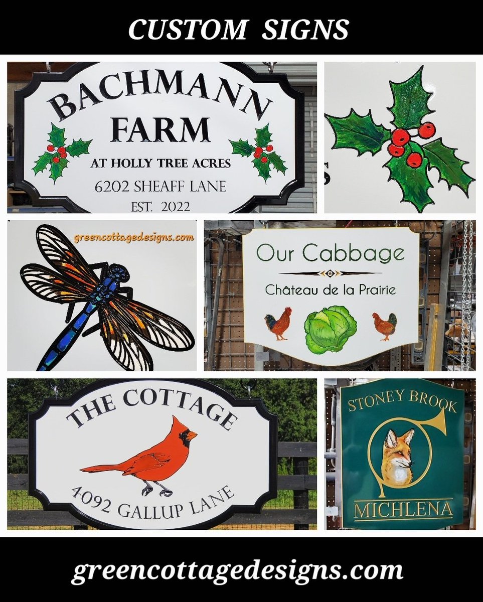 cottage_green's tweet image. Custom Signs by greencottagedesigns.com Renderings Provided #Handpaintedsigns #Dragonfly #Holly #Cardinal #Fox #pvcsigns