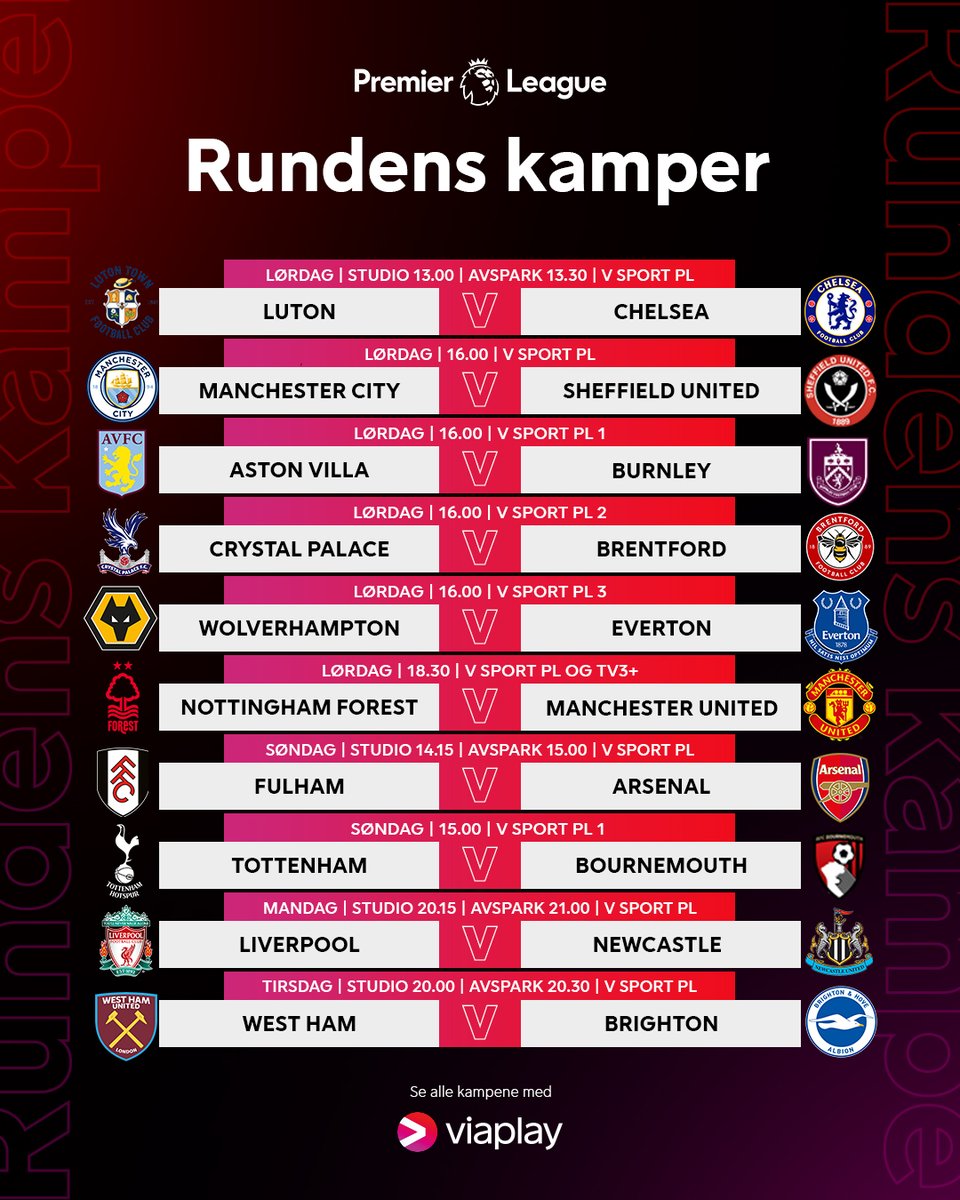 Denne Premier League-runden starter i 2023, men avsluttes ikke før 2024. 💥 @ToldnesG leder sendingene og har med seg @PetterVeland, @Phelland8, Sigrid Heien Hansen og Nils Johan Semb. 🔥 @ViaplayJonas, @AndreasToft og Tor Ole Skullerud avslutter året i England. 🏴󠁧󠁢󠁥󠁮󠁧󠁿