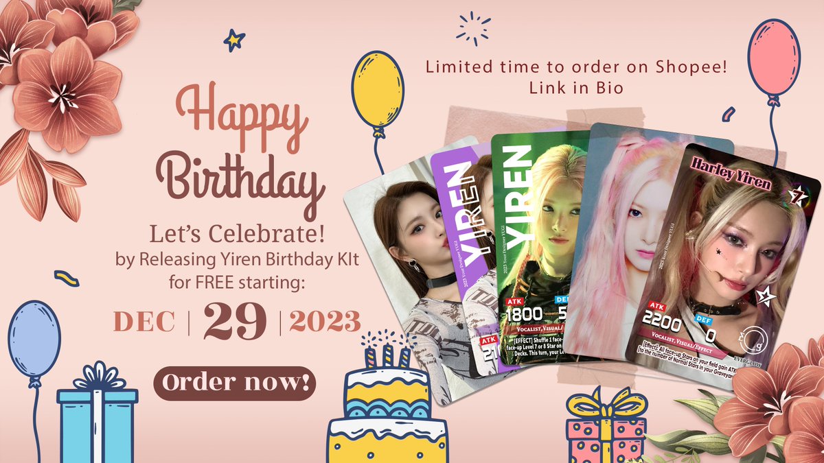 SSRushDuel's tweet photo. 2023.12.29 YIREN DAY  🎊🎂
HAPPY BIRTHDAY TO YIREN 
[FREE] kpop fankit for Yiren Stans

*fankit and freebies* inclusion:
stickers
postcard
1 random inclusion
more Photo cards of Yiren 

Order here:
https://t.co/ShhmI2CA4g

sample photo soon

#EVERGLOW  #YIREN  #HAPPY_YIREN_DAY https://t.co/F00GP8OACm