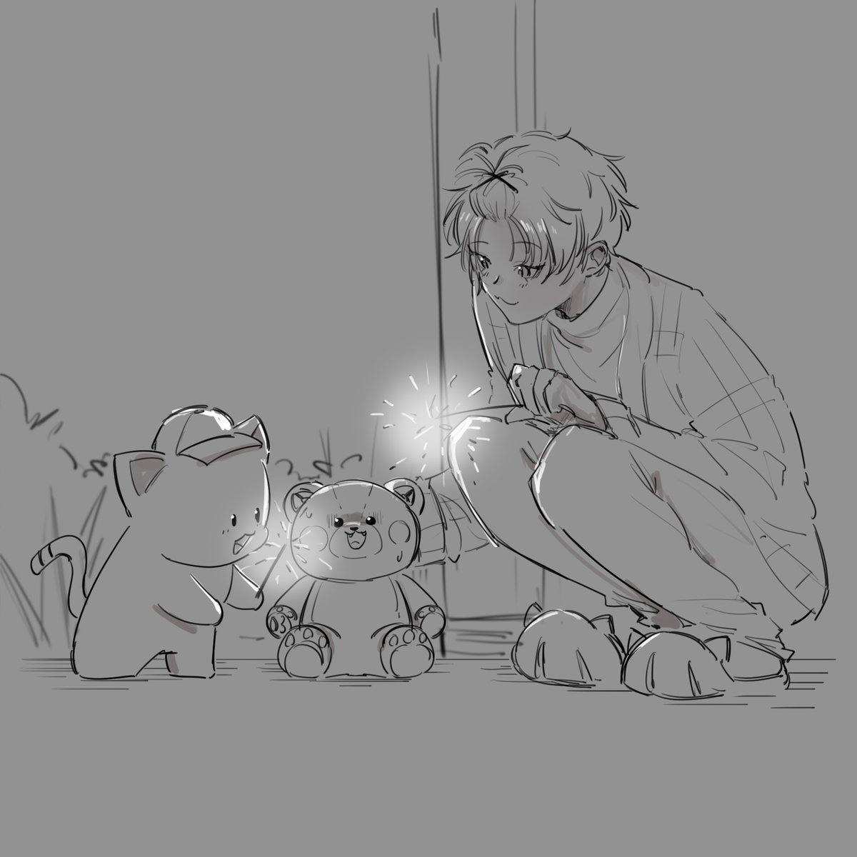 evangelinthesky's tweet photo. i think kuma chan is kinda scared to play together... https://t.co/yOREWzgwF0