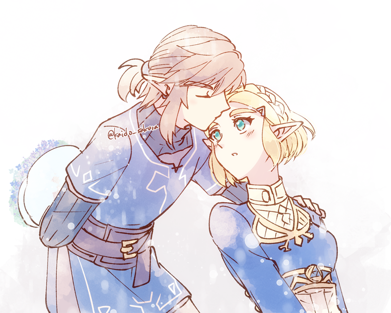 リンク(ゼルダの伝説) ,ゼルダ姫 「落書きリンゼル 」|海棠深月のイラスト