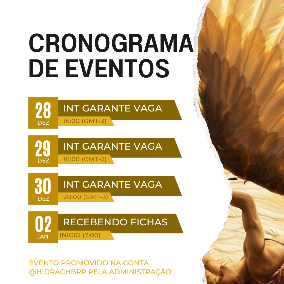 HBLOODRP's tweet image. ㅤ
ㅤㅤㅤ     ⌗ 𝗔𝗚𝗘𝗡𝗗𝗔 𝗖𝗔𝗠𝗣𝗜𝗦𝗧𝗔 ’ 📒 !!
ㅤ⌂ ' #CHBCOMEBACK﹕@HIDRACHBRP ꜜ
   ㅤㅤ    confira os eventos promovidos 
ㅤ ㅤ essa semana para os futuros heróis
ㅤ