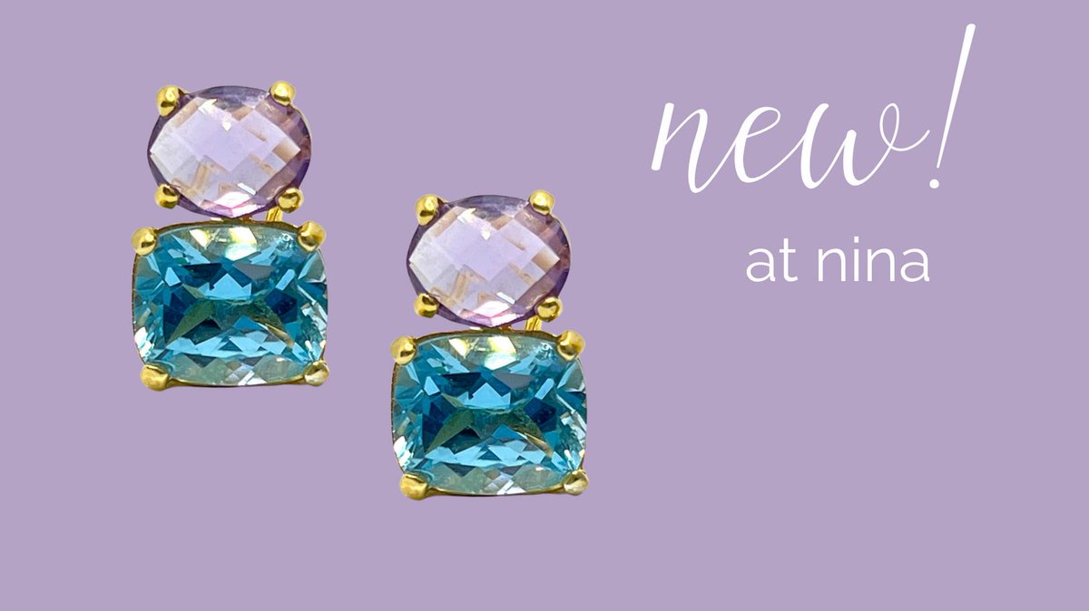 Brilliant oval amethyst and cushion cut blue topaz pierced earrings.  Set in 24K gold vermeil.  Available to order in other color combinations.⁠
#piercedearrings #finejewelry #jewelry #amethyst #bluetopaz #eveingwear #designerclothes #womensfashion #jewelryaddict #delraybeach