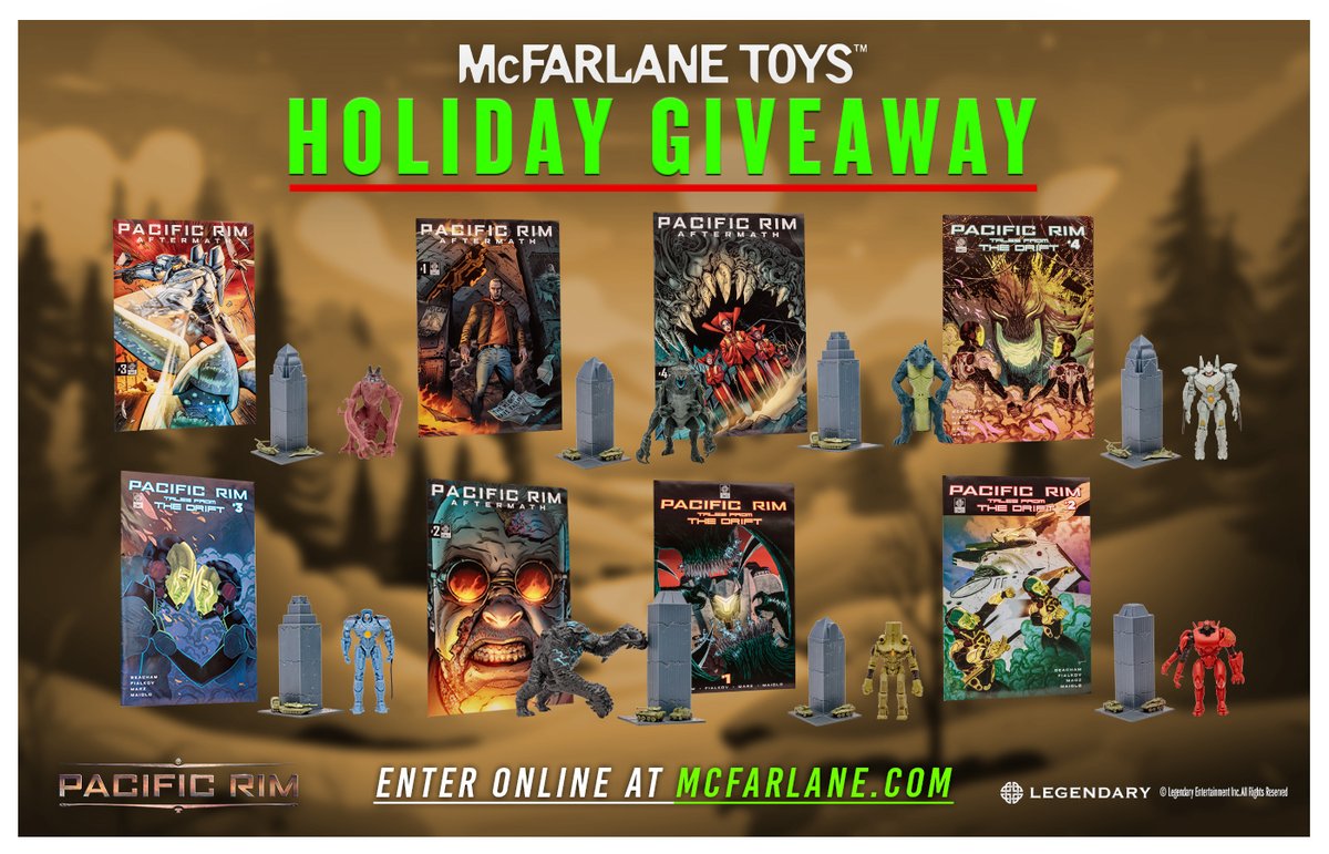 Enter for your chance to win 1 of 5 Pacific Rim prize packs! Click HERE to enter + full contest details ➡️ bit.ly/PacificRimHoli… You must be 18 years or older and a legal resident of the United States or Canada to enter.⁠ ⁠ ⁠ #McFarlaneToys #PacificRim #Contest #Giveaway