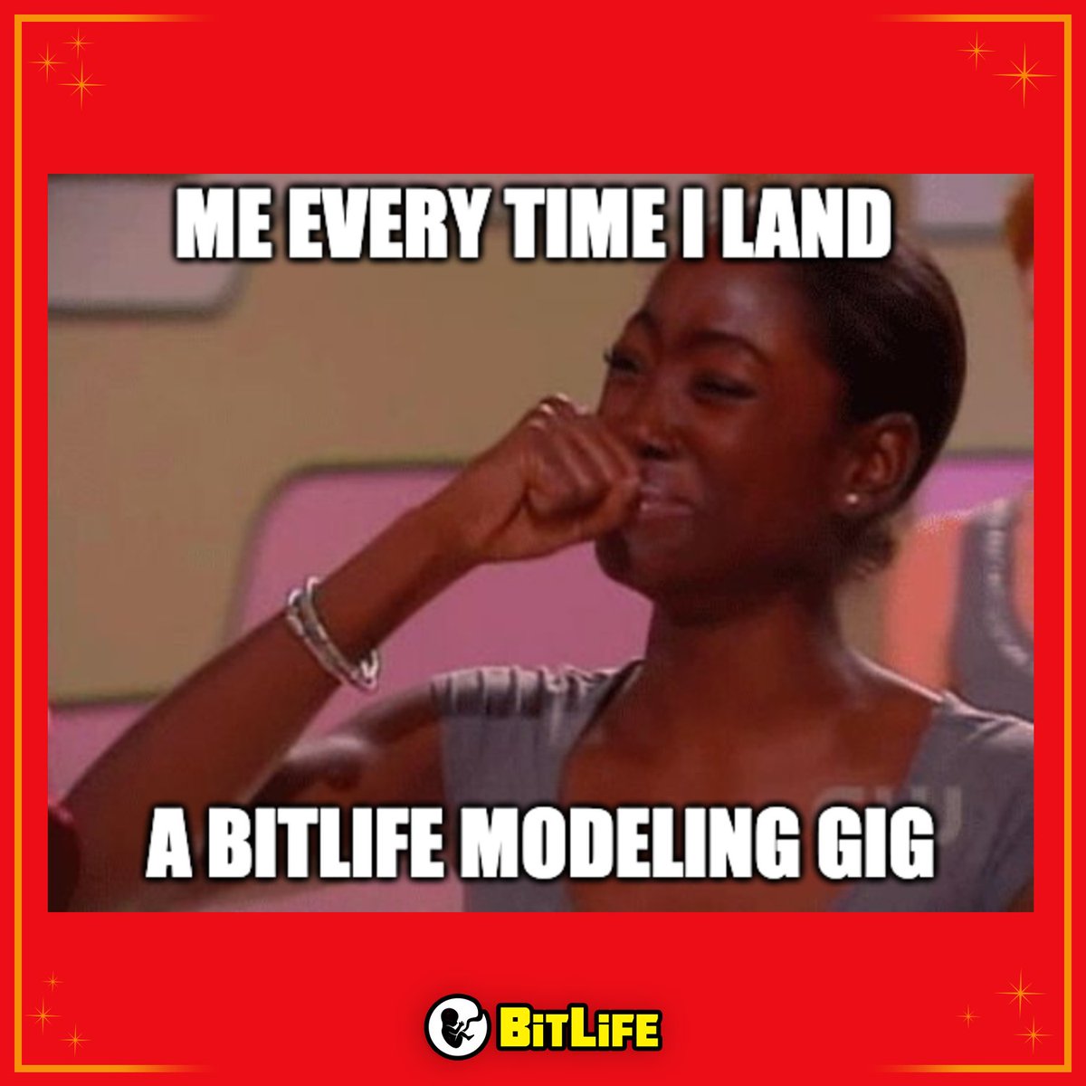 BitLifeApp's tweet photo. I can't believe it, I've been CHOSEN! 😭 #ModelJobPack https://t.co/Jbn2ZLMyUe