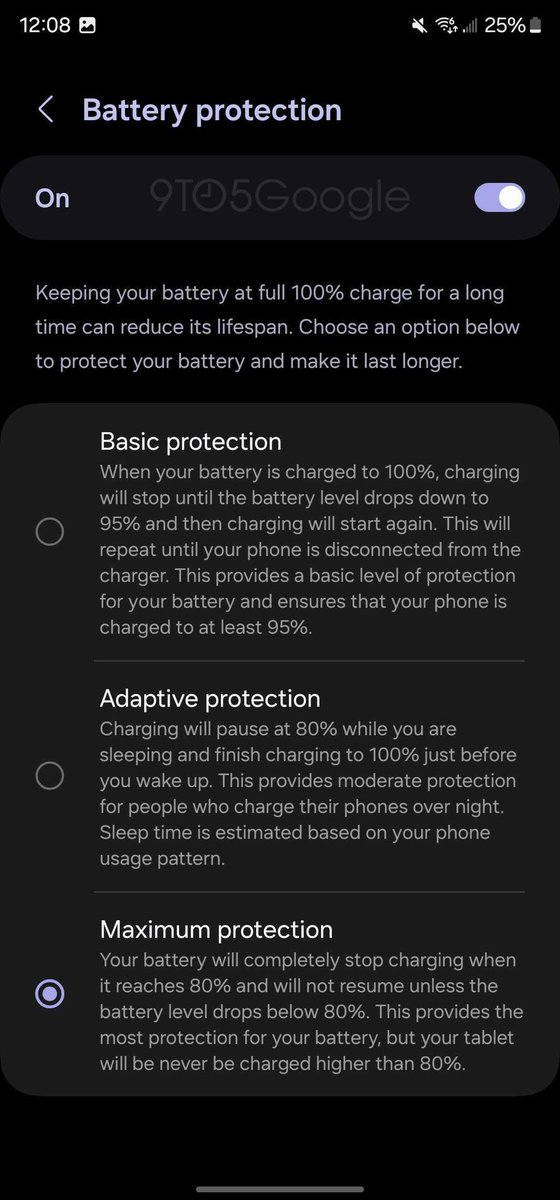 drbeel_techno's tweet image. #Samsung
ميزة الذكاء الاصطناعي لحماية البطارية #BatteryProtection من أضرار الشحن المستمر تظهر على هواتف سامسونج بواجة #OneUI6 ، حيث يمكن ضبطها على ٣ اختيارات:
- ايقاف الشحن عند ١٠٠٪ و المعاودة عند ٩٥٪
- الشحن البطيء عند ٨٠٪ و اكتماله في وقت الاستيقاظ
- ايقاف الشحن عند ٨٥٪