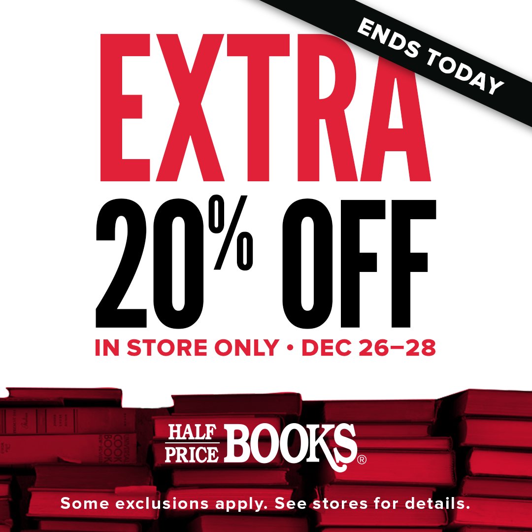 Half Price Books on X: Did somebody say Extra 20% Off? 😏 we