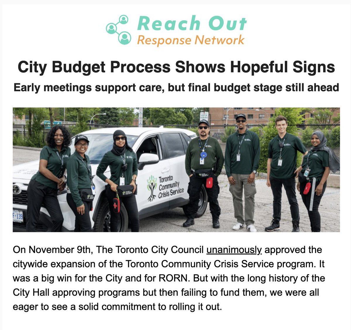 Catch our year-end newsletter as we get closer to a CITY-WIDE crisis response for mental health. Bit.ly/RORN2023YearEnd A great time to make a year0end donation to RORN - just visit Bit.ly/FundRORN