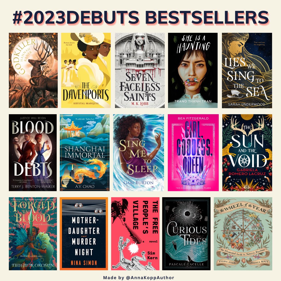 AnnaKoppAuthor's tweet photo. Today I wanted to share a chronological compilation of the #2023Debuts who became best sellers! From indie to NYT, Sunday to USA Today, a huge congrats to these @2023Debuts! Books and authors in thread. https://t.co/5xWZylmmSJ
