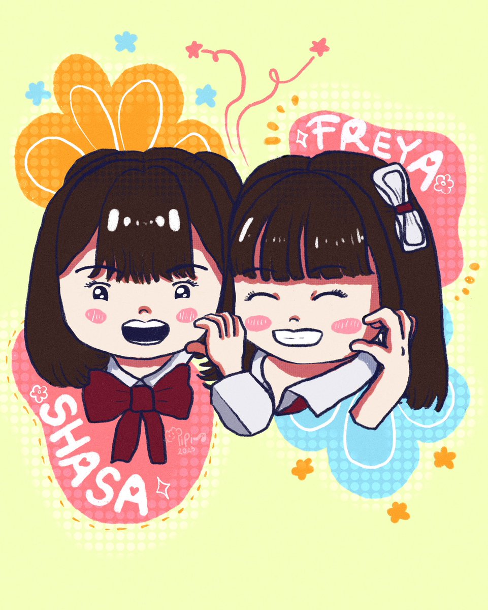 pipigooro's tweet photo. lagi pusing bukannya istirahat malah gambar…tapi kalo gambar @Shasa_JKT48 sama @Freya_JKT48 langsung sehat lagi😄✨#doodle maaf ya sha fre ga mirip banget sama klean😭 https://t.co/Sivk2rywY2