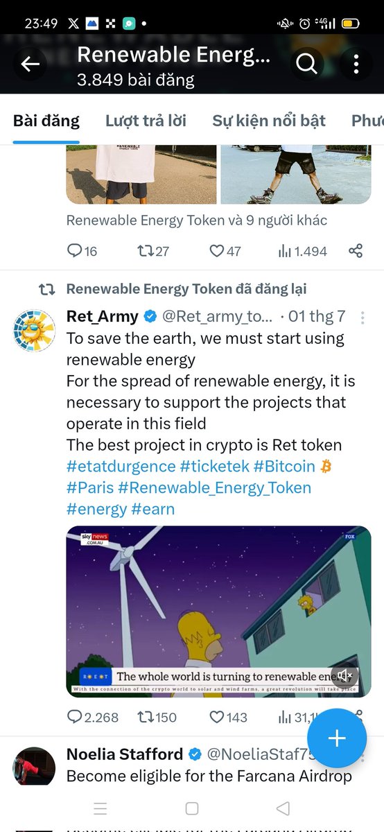 Hunter53633508's tweet photo. $Ret rất có thể sẽ giúp ae thay đổi vị thế thực sự trong mùa bullrun tới
#Ret next #Doge 
#Ret next #shiba 
#Ret next #PEPE 
#Ret không chỉ là một dự án, Ret là một phong cách sống 🫰
#Retforex #Mildwallet #RenewableEnergyToken #TheSimpsons https://t.co/yi29Gb5GMn