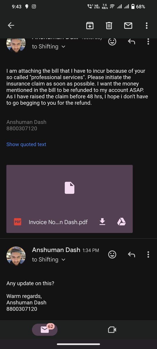 Anshuma6649484's tweet photo. @NoBrokerCare @nobrokercom @jagograhakjago even after multiple follow ups, Noone is bothered to even contact me regarding the insurance claim. Why did you ask for my contact number if you didn't intend to do anything about it? Stop sending me bot msgs &amp; resolve this ASAP. https://t.co/HLrXYNFV4N