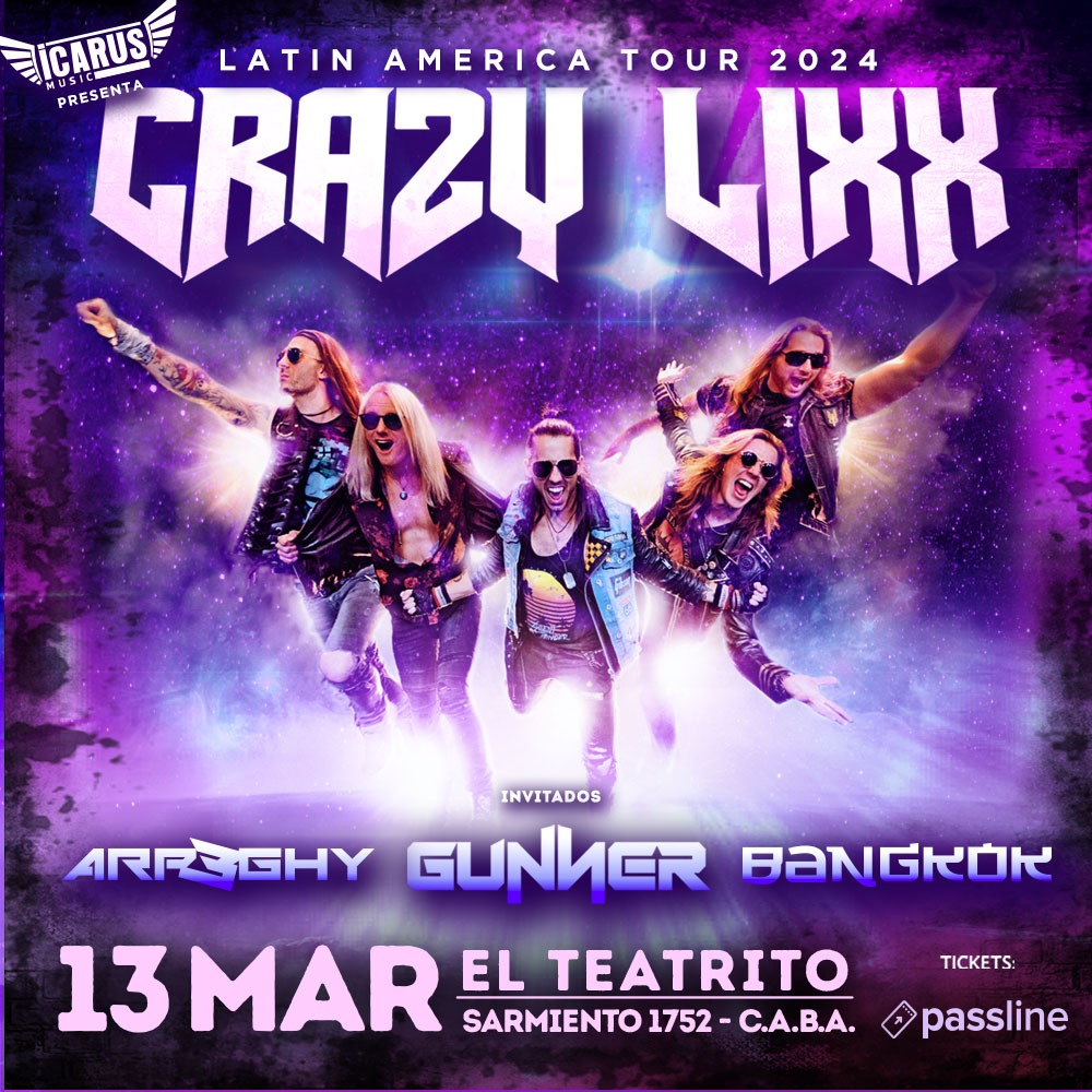 🔥Una de las bandas destacadas del glam rock sueco <a href="/CrazyLixx/">Crazy Lixx</a> llega al <a href="/TeatritoOficial/">El Teatrito 🎭</a>🎭para el miércoles 13 de Marzo.🔥

Las anticipadas con descuento las podes obtener por passline.com/eventos/crazy-…