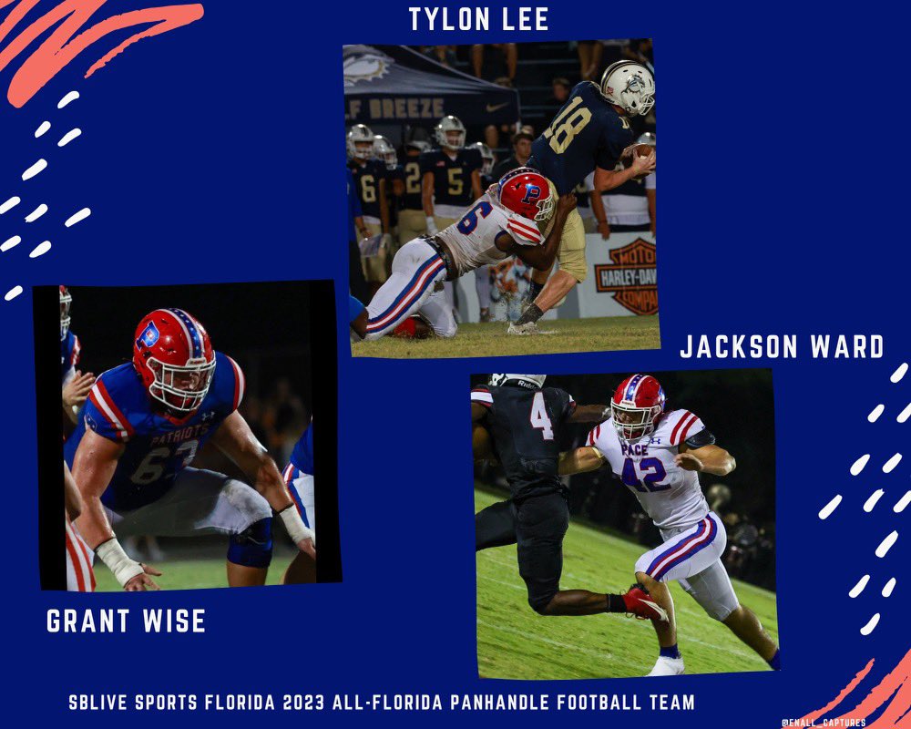 Pace High Football (@pacehsfootball) on Twitter photo Congratulations <a href="/Jacksonward42/">Jackson Ward</a>, <a href="/TylonLee6/">Tylon Lee</a>, and <a href="/Grock64/">GRANT WISE 2026</a> for being named to the <a href="/SBLiveFL/">Florida High School On SI</a> 2023 All-Florida Panhandle Football Team! Congratulations <a href="/Jacksonward42/">Jackson Ward</a>, <a href="/TylonLee6/">Tylon Lee</a>, and <a href="/Grock64/">GRANT WISE 2026</a> for being named to the <a href="/SBLiveFL/">Florida High School On SI</a> 2023 All-Florida Panhandle Football Team!