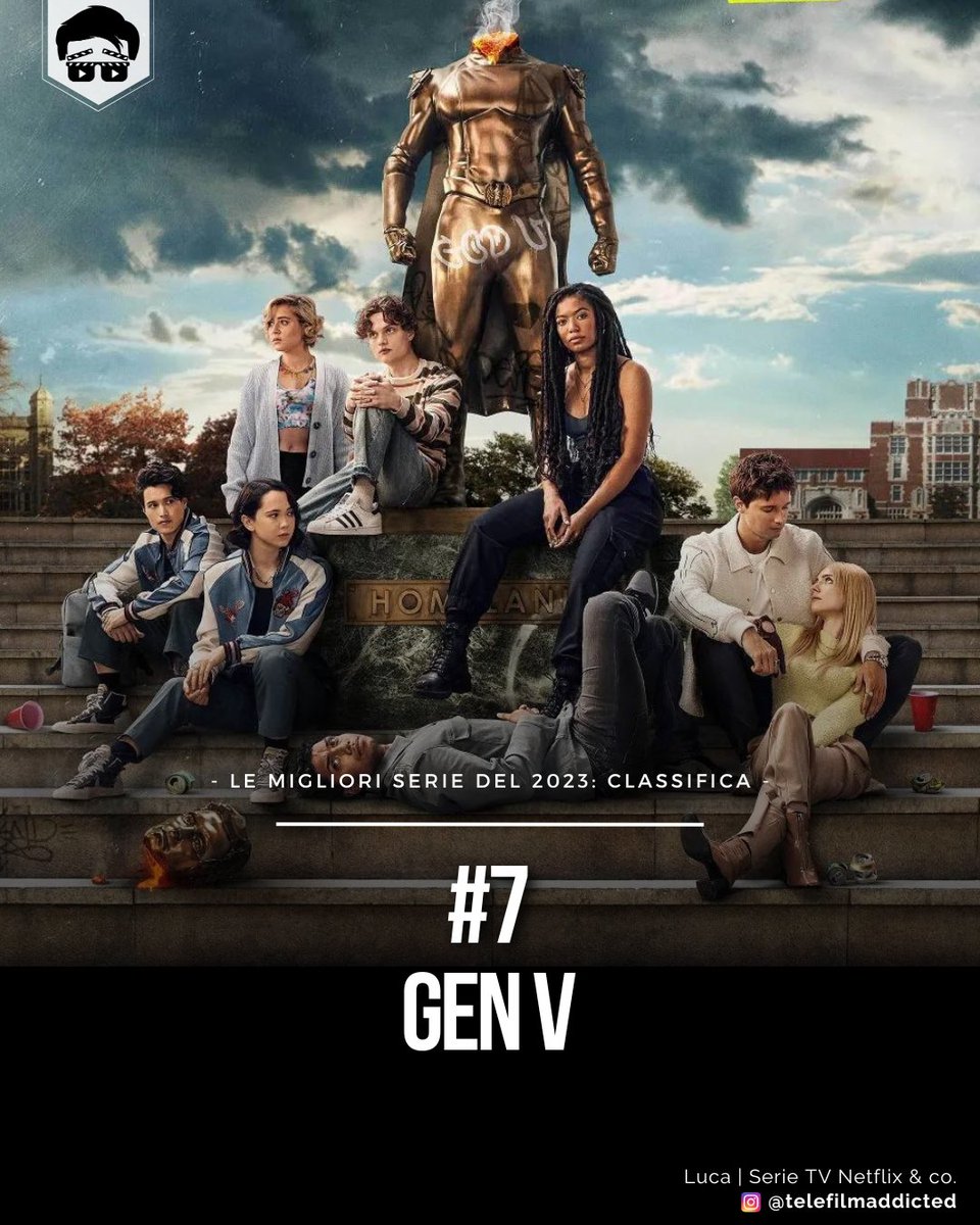 tfaddicted's tweet photo. Alla posizione numero 7 della mia classifica delle migliori serie tv del 2023 non posso non inserire Gen V.

Lo spin-off di The Boys è ambientato nell'università per supereroi d’America. Qui gli studenti mettono alla prova i propri confini morali, lottando per scalare la classifica della scuola e la possibilità di entrare nei Sette. Ma quando i segreti più oscuri della scuola vengono alla luce, tutti devono decidere che tipo di eroi vogliono diventare.