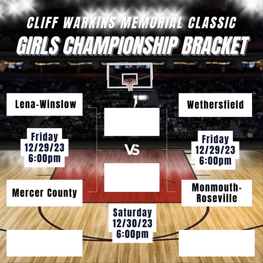 Warkins Classic - Girls Championship Bracket - Congratulations to Monmouth-Roseville, Mercer County, Lena-Winslow, and Kewanee Wethersfield for making it to the Final Four of this year's tournament!!! Good Luck!!!