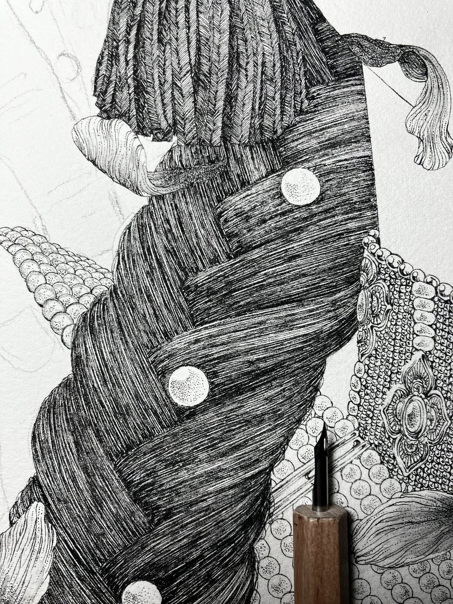 部分的に消しゴムかけて確認。なんとか描けている。