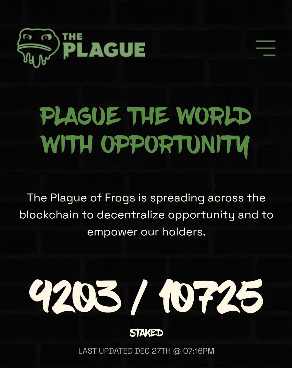 Is this a new ATH for staked <a href="/ThePlagueNFT/">The Plague Of Frogs 🐸</a> ? 👀